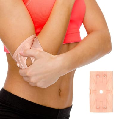 1 stuks siliconen gel magnetotherapie elleboogbrace compressie ondersteuningshuls voor verlichting van gewrichtspijn, peesontsteking, tenniselleboogbrace beige