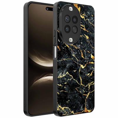 Geschikt voor Huawei Nova 14 Ultra Telefoonhoesje met Zwart Goud Marmer Opdruk - TPU Backcover Case Black Gold Marble Design - Zwart Goud - Smartphonica geschikt voor Huawei Nova 14 Ultra