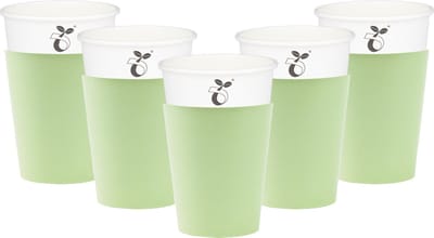 Givi Italia Feestbekers met hoesjes - 24x - mintgroen - papier - 250ml - kinderfeestje - biologisch afbreekbaar
