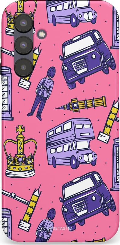 Casetastic Hoesje Geschikt voor Samsung A25 - Stijlvolle Beschermende Duo-layer Case - Brits London Roze Avontuur - Londen