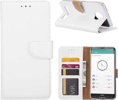 Bookcase Geschikt voor: Motorola Moto Z2 Play - Wit - portemonnee hoesje