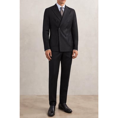 Reiss Flannel Mixer Trouser Navy Size: W28 | Tailored Pants Outlet | Heren | Zwart