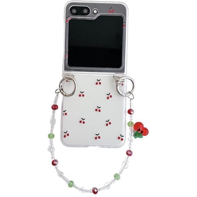 Schattig Kersen Hoesje Voor Samsung Z Flip 5 z flip 6 Polsband Cover Funda Voor Galaxy Z Flip 3 flip4 Mat Transparant Hard Hoesje For Samsung Z Flip 6 black