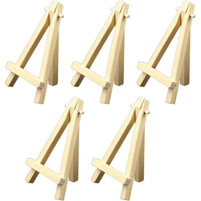 Lot de 5 mini chevalets d'affichage en bois de 5 pouces, support triangulaire, mini chevalet d'artiste portable en bois pour