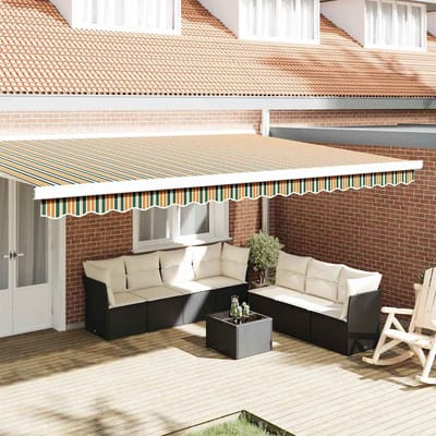 vidaXL - Vervangvolant - voor - zonnescherm - voor - 5 - m - Groen - & - geel - gestreept