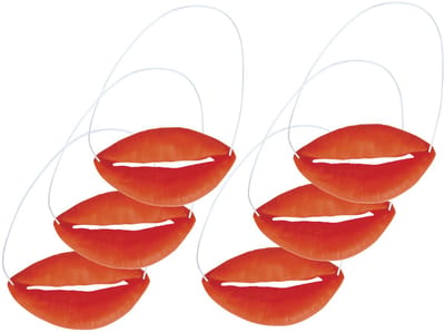 Fiestas Guirca Botox lippen - 6x - rood - met elastiek - duckface mond - nep dikke lippen - verkleedaccessoires