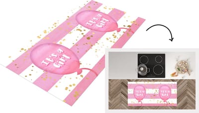 Keukenloper - Loper keuken - Ballon - Gender reveal - Goud - Roze - It's a Girl - Meisje - Tekst - SPreuke - 120x60 cm - Keukenloper vinyl