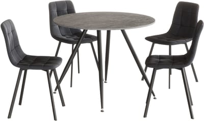 Eetkamerset Fitjar Ø100 cm met stoelen Lexnitz 5-delig [en.casa]