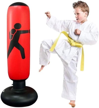 Opblaasbare Punching Bag Gratis Staande Boksen Punch Bag Sport Stress Relief Boksen Doel Zware Training Fitness Sandbag 160 cm-Rood
