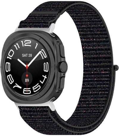 Nylon loop bandje - geschikt voor Samsung Galaxy Watch Ultra (47mm) / Ultra 2025 (47mm) - klittenband sluiting - zwart