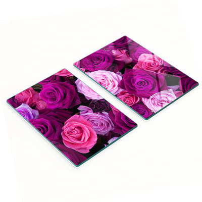 Multifunctionele decoratieve keukenplanken van gehard glas met rozenmotief, 2x40x52 cm