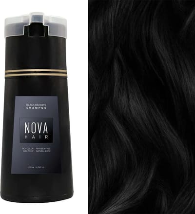 Nova Hair Instant Dye Shampoo Black - Rijk aan Natuurlijke Extracten - Dekking voor Grijs Haar - Kleur Shampoo voor man en vrouw - NovaHair - Nova Hair Shampoo Black - 200 ml