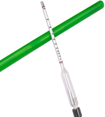 Geschikt voor Professionele alcoholweegschaal - Set van 3 hydrometers met 0-100% schaal + thermometer voor het meten van het alcoholpercentage van brandewijn, whisky, wodka, cognac en meer.