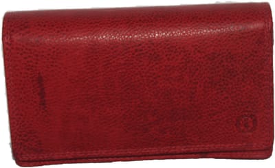 Oi rode gemêleerde leren Europortemonnee met soufflé / halflange harmonicaportemonnee voor dames / overslag beurs die dikker kan worden / skim veilig / rood / 214Red