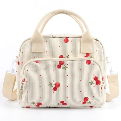 Namajunas - Koeltasje klein - Koeltas 12L - Lunchtas dames - Geïsoleerde tas van ribfluweel - Levensmiddelenecht PEVA-voering - 5-vaks tote bag met afneembare schouderriem - Schoudertas voor kantoor, werk, picknick - Stijlvol en duurzaam