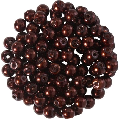 Glasparels, Ø 4 mm, 100 stuks - Chocoladebruin