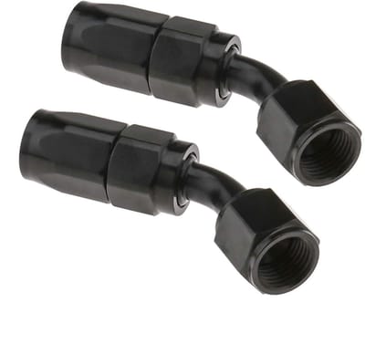 Jhubersproducts - 2 stuks AN-6 slangfitting - aluminium 45 graden - zwart - geschikt voor oliedruksystemen - geanodiseerd - betrouwbare verbinding