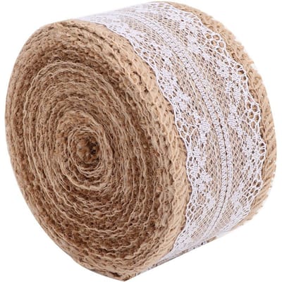 2 Rollen 5m Mooi Linnen Kant Rol Lint Huis Kerst Bruiloft DIY Accessoires Type 1 beige