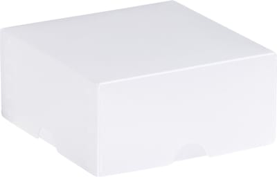 Cadeauverpakking klein vierkant, doos deksel, traktatie, 8x8x4cm WIT (10 stuks)