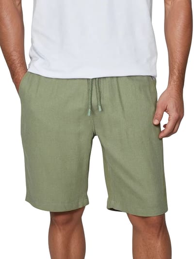 DENIMFY Heren Short DFAlessio regular/straight Groen S Volwassenen Linnen short heren - Korte linnenbroek heren
