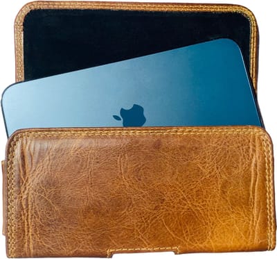 HEM (Rund) Leer Broekriem Hoesje – Geschikt voor iPhone 16 – Country Bruin Broekriem Telefoonhoesje