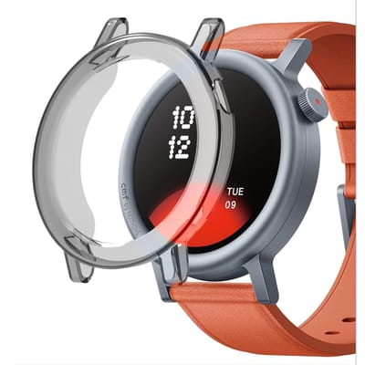 Strap-it Schokbestendig TPU hoesje - bescherm case geschikt voor de CMF Watch Pro 2 (zwart-transparant)