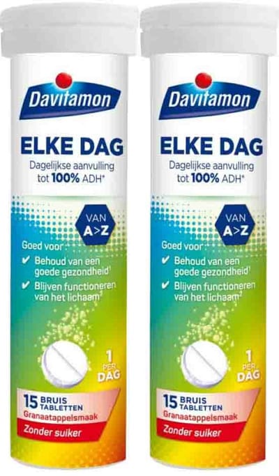 Davitamon Elke Dag Bruis Granaatappel - 2 x 15 stuks - Voordeelverpakking