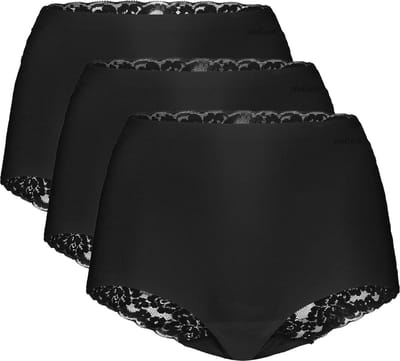 Ten Cate Dames Secrets Maxi Tailleslip High Waist Naadloos Kant 3-Pack Effen Zwart - Maat S
