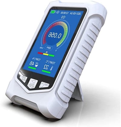 Luchtkwaliteit Monitor - Ozon Analysator - Binnenmilieu Meten - Draagbaar LCD Scherm - 2000 mAh Batterij - Zwart