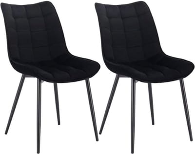 Happyment Luxe Eetkamerstoelen - Velvet Zwart - Woonkamerstoelen - Keukenstoelen - Kuipstoel - Set van 2, 4 of 6