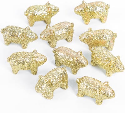 Gelukspoppetjes - Mini Geluksbiggetjes - Gouden Glitter - Polyhars - Tafeldecoratie - Voor Feestjes en Cadeaus