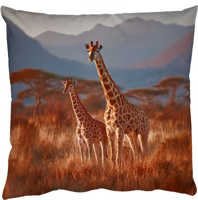 Sierkussens - Kussentjes Woonkamer - 50x50 cm - Giraffen - Hoog gras - Acaciabomen