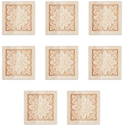 Dailygoody - Decoratieve Hoek Snijwerk - Houten Applicaties - 8 Stuks - Bloem Motief - Meubel Decoratie - Geschikt voor Kast en Spiegel