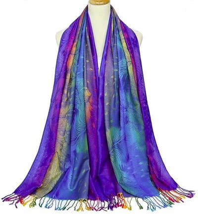N3 Collecties Damessjaal Katoenen Sjaal Warme Sjaals Dames Kleurijk Donker Blauw