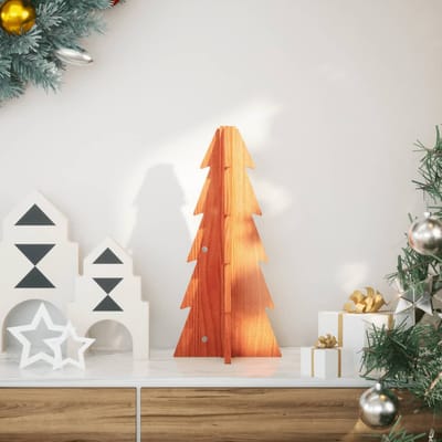 vidaXL Kerstdecoratie kerstboom 49 cm massief grenenhout wasbruin