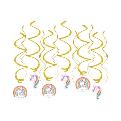 Verticale slingers | 12 stuks | Lengte: 70cm | Thema: Eenhoorn | Kleur: Goud
