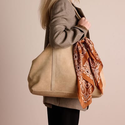 Manfield - Beige suède shopper