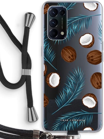 Case Company® - Hoesje met koord geschikt voor Oppo Find X3 Lite hoesje met Koord - Kokosnoot - Telefoonhoesje met Zwart Koord - Bescherming aan alle Kanten en Over de Schermrand