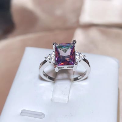 Kleurrijke Steen Diamant Ring Europese en Amerikaanse Creatieve Persoonlijkheid Ingelegde Regenboog Edelsteen Ring Sieraden No. 10 gray