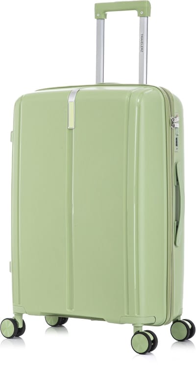 TRAVELERZ - Valencia - Medium koffer - 67L - 66x44x26cm - Polypropyleen - Harde schaal - Cijferslot - Lichtgewicht - Flexibel - Duurzaam - Dubbele wielen - Spinner wielen - Pistachegroen - Groen