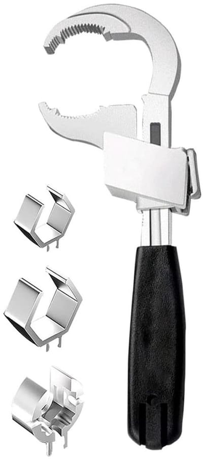 Dailygoods- Waterleiding Sleutel Verstelbaar - Dubbele Sleutel - Halve Maan Sleutel - Vervangende Koppen - Loodgieterswerk - Veilig Grip