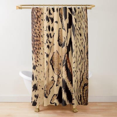 Luipaardprint Douchegordijn Bruin Badkamer Gordijn Wilde Safari Dieren Krachtige Badkamer Set voor Mannen Panthera Badkamer Decoratie Set W120xH180cm