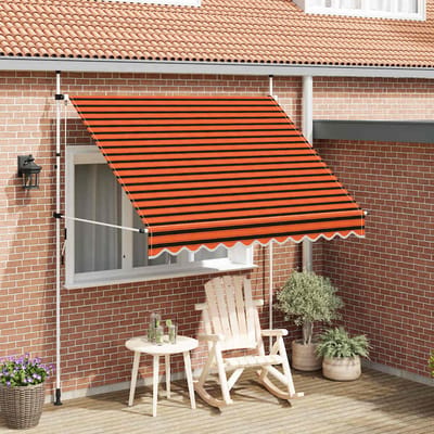 vidaXL - Luifel - handmatig - uittrekbaar - 250 - cm - oranje - en - bruin