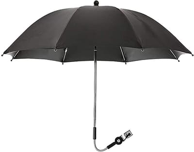 Kinderwagen Parasol - Babyzonbescherming - Bescherming tegen zon - 360 graden verstelbaar - 75 cm diameter - Zwart