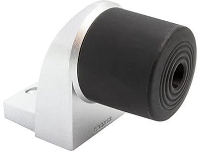 Vloerdorpstopper met schroefbevestiging - 94 x 52 x 68 mm, aluminium uitstraling, zwart, thermoplastisch rubber