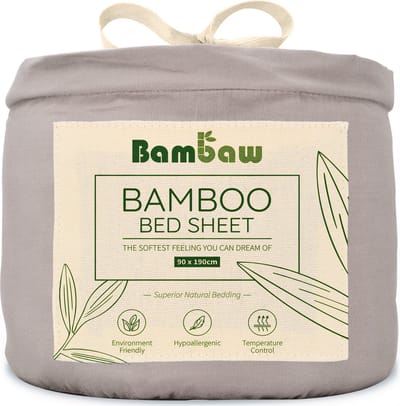 Bambaw Luxe Bamboe 1-Persoons Hoeslaken 90x190cm – Ultra ademende stof – Hypoallergeen – Beddengoed - Grijs