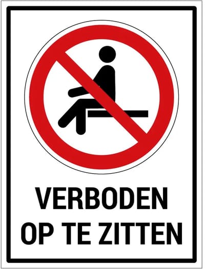 Verboden op te zitten bord met tekst | gecoat dibond materiaal | 20 x 15 cm