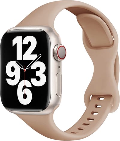 By Qubix - Geschikt voor Apple Watch bandje - Siliconen sportbandje Slim Fit - Cappuccino - Geschikt voor Apple Watch 38mm / 40mm / 41mm / 42mm - siliconen sport bandje - smartwatchbandje
