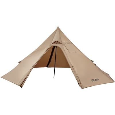 VEVOR Tipi-tent voor 2 personen, draagbare wintertent met kachelaansluiting, canvas kampeertenten, lichtgewicht 4-seizoenen tenten, noktent, voor wandelen, vissen en backpacken, maat S
