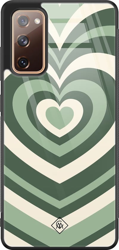 Casimoda® hoesje - Geschikt voor Samsung Galaxy S20 FE - Hart Swirl Groen - Luxe Hard Case Zwart - Backcover telefoonhoesje - Groen